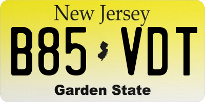 NJ license plate B85VDT