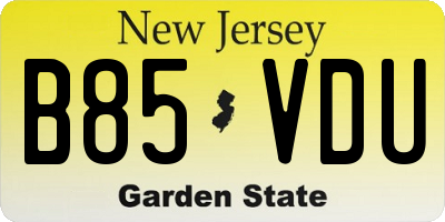 NJ license plate B85VDU