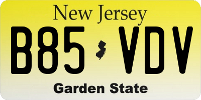 NJ license plate B85VDV