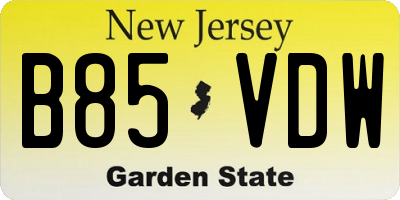 NJ license plate B85VDW