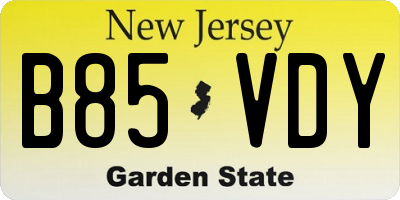 NJ license plate B85VDY