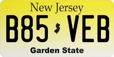 NJ license plate B85VEB
