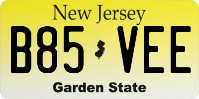 NJ license plate B85VEE