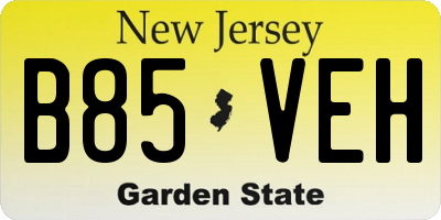 NJ license plate B85VEH