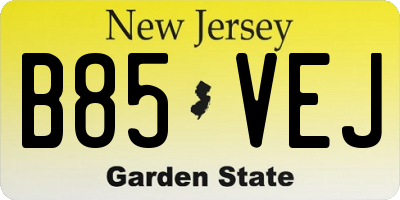 NJ license plate B85VEJ