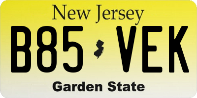 NJ license plate B85VEK