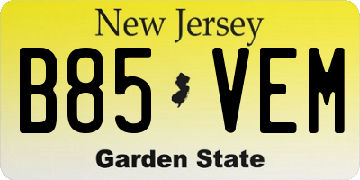 NJ license plate B85VEM