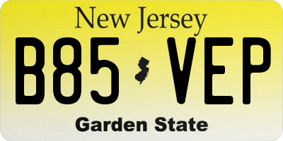 NJ license plate B85VEP