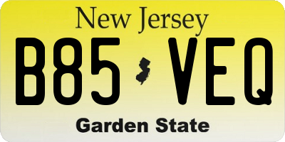 NJ license plate B85VEQ