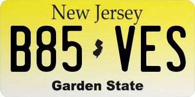 NJ license plate B85VES