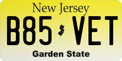 NJ license plate B85VET