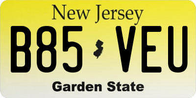 NJ license plate B85VEU