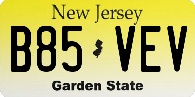 NJ license plate B85VEV