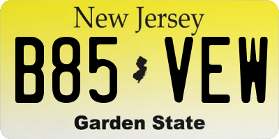 NJ license plate B85VEW