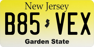 NJ license plate B85VEX
