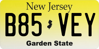 NJ license plate B85VEY