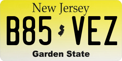 NJ license plate B85VEZ