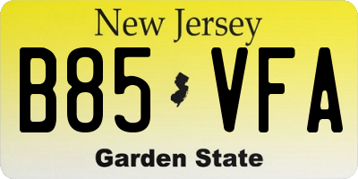 NJ license plate B85VFA