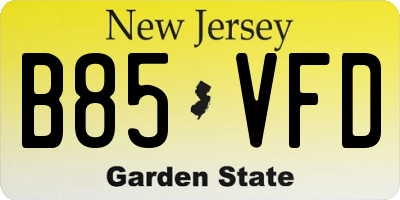 NJ license plate B85VFD