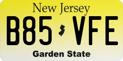 NJ license plate B85VFE