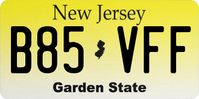 NJ license plate B85VFF