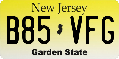 NJ license plate B85VFG