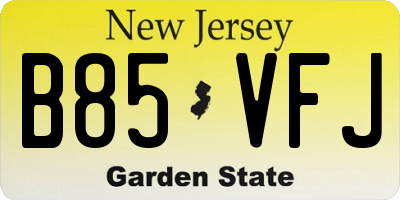 NJ license plate B85VFJ