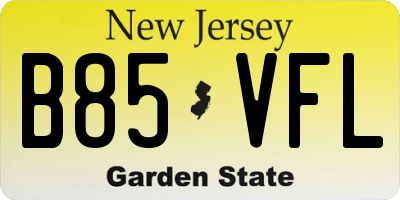 NJ license plate B85VFL