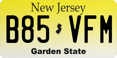 NJ license plate B85VFM