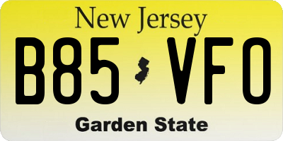 NJ license plate B85VFO