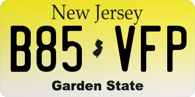 NJ license plate B85VFP
