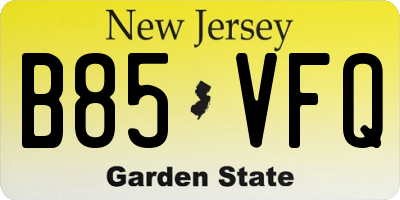 NJ license plate B85VFQ