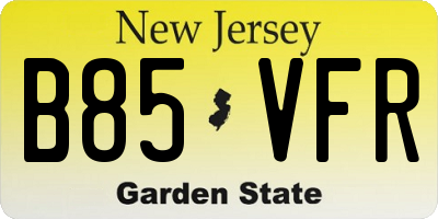 NJ license plate B85VFR