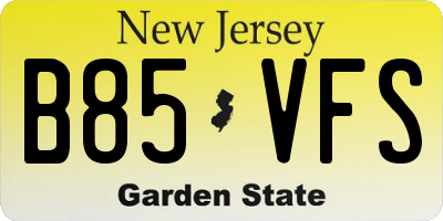 NJ license plate B85VFS