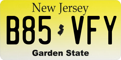NJ license plate B85VFY