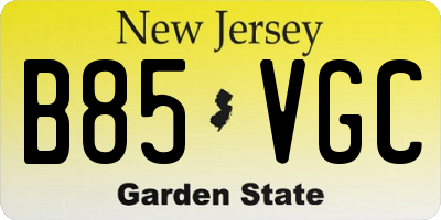 NJ license plate B85VGC