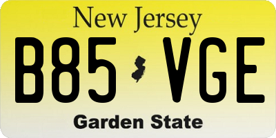 NJ license plate B85VGE
