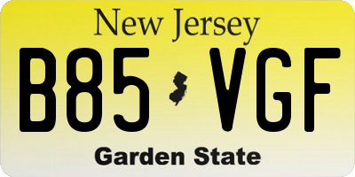 NJ license plate B85VGF