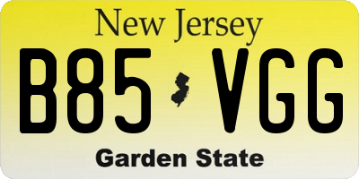NJ license plate B85VGG