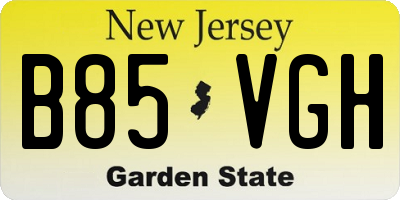 NJ license plate B85VGH