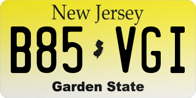 NJ license plate B85VGI