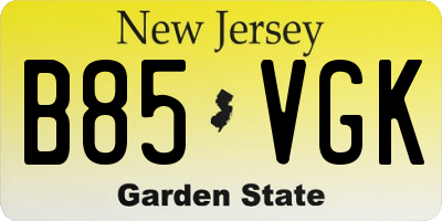NJ license plate B85VGK