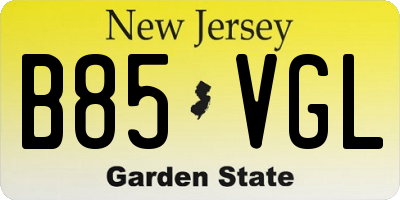 NJ license plate B85VGL