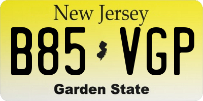 NJ license plate B85VGP