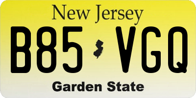 NJ license plate B85VGQ