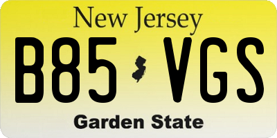 NJ license plate B85VGS