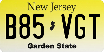 NJ license plate B85VGT