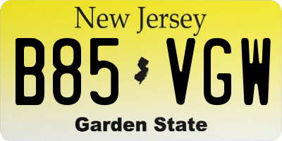 NJ license plate B85VGW