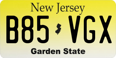 NJ license plate B85VGX
