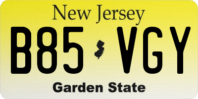 NJ license plate B85VGY